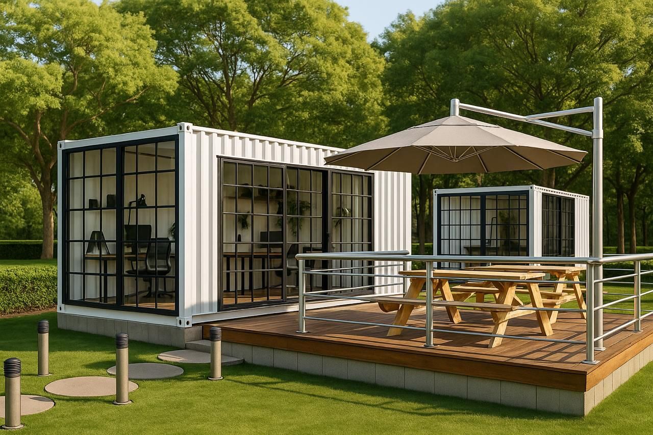 Co-working module with outdoor deck