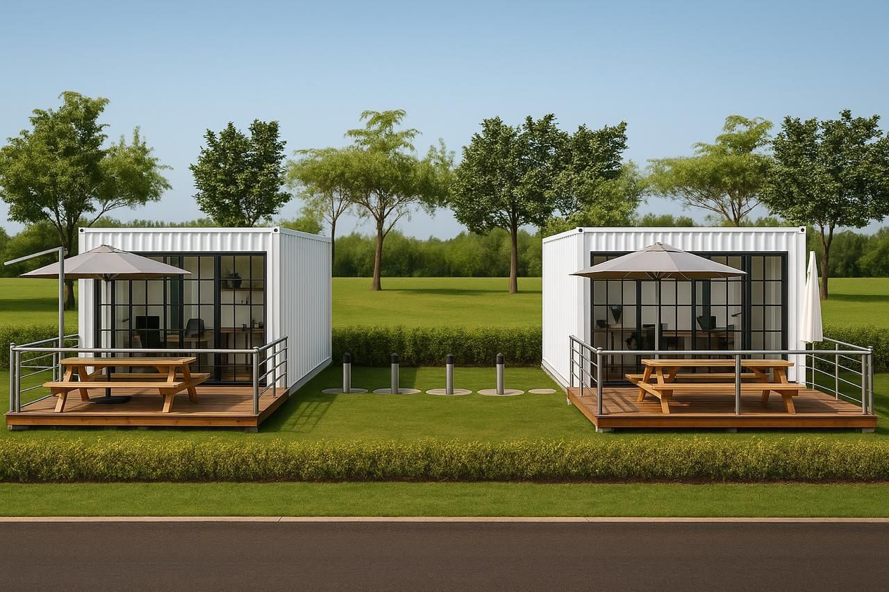 Modular co-working units with verandas