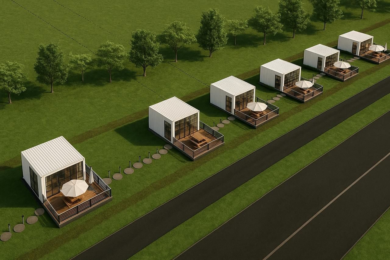 Aerial view of modular office village